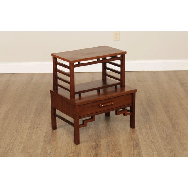 Vintage MidCentury Modern Walnut Asian Inspired Nightstands A Pair