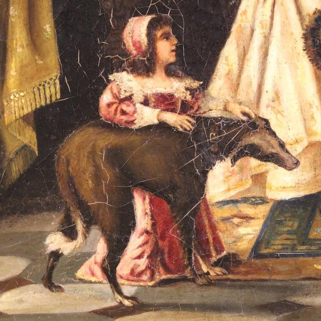 F. Bonati, Italian Interior Scene, 1913, Oil on Canvas For Sale - Image 13 of 16