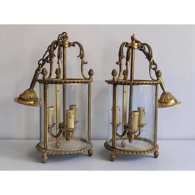 Louis XVI Bronze Lanterns, 1950s, Set of 2 For Sale - Image 12 of 12