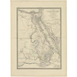 Large Antique Map of the Lower Nile Valley, 1842 For Sale