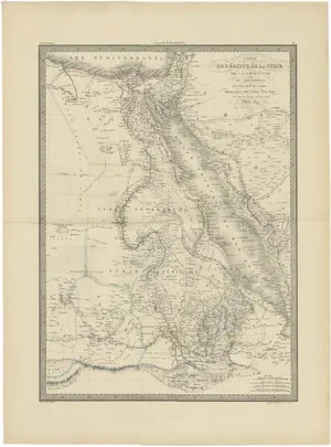 Large Antique Map of the Lower Nile Valley, 1842