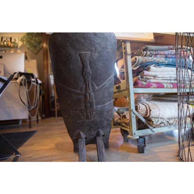 1950s Vintage Carved African Wooden Slot Chair For Sale - Image 5 of 13