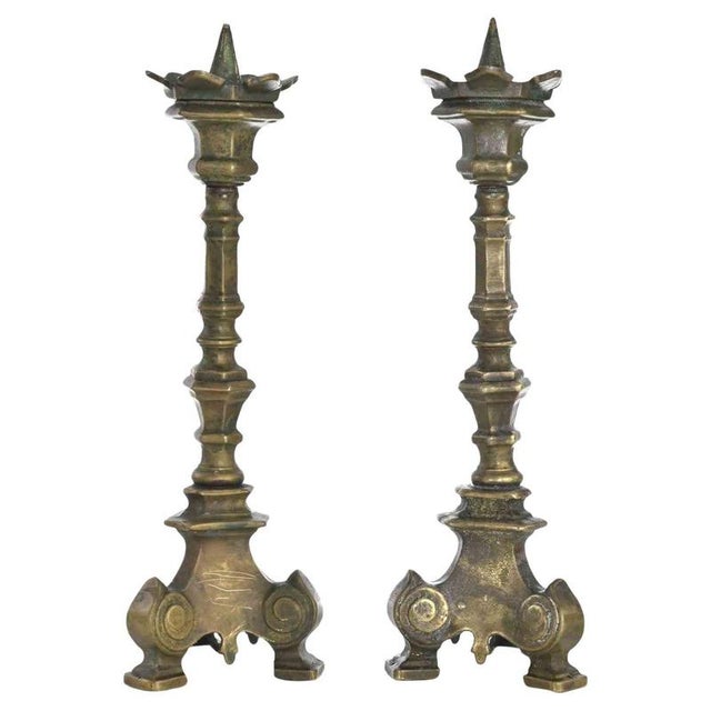 Antique 19th Century Italian Brass Candelabra For Sale - Image 6 of 6