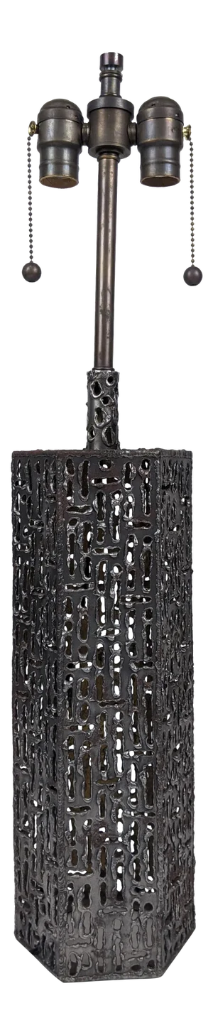 Marcello Fantoni Vintage Brutalist Torch Cut Metal Lamp