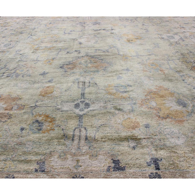 Long Oushak Rug in Light Green by Keivan Woven Arts 10'9 X 16' For Sale In Atlanta - Image 6 of 10