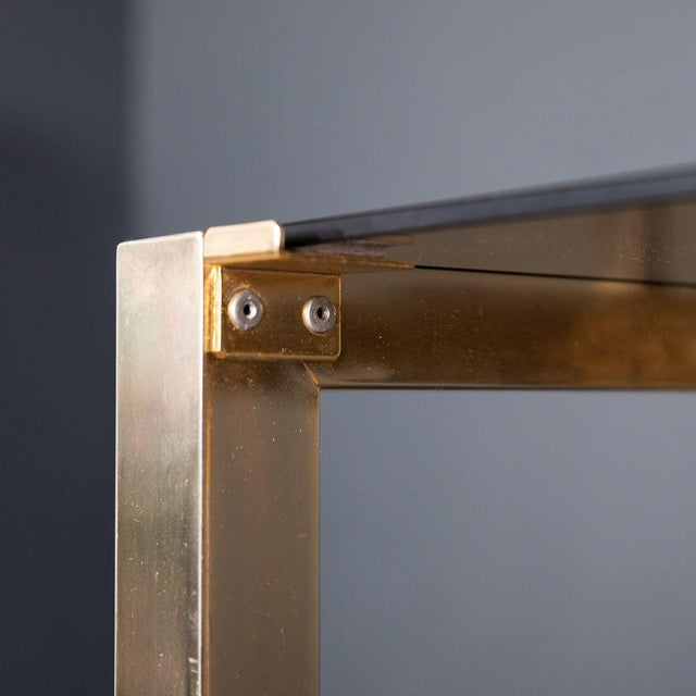 20th Century Italian Brass & Smokey Glass Etagere Shelves, 1970s For Sale - Image 13 of 14