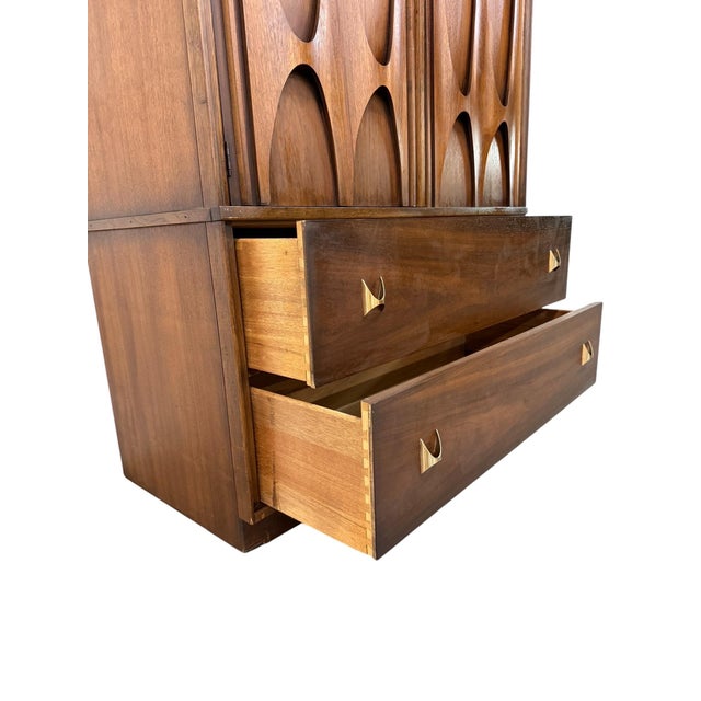 Brown Mid-Century Modern Broyhill Brasilia II Walnut Armoire For Sale - Image 8 of 10