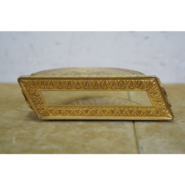 Antique French Art Deco Gilt Bronze Crystal Perfume Decanter Bottle Caddy Set 5" For Sale - Image 11 of 17