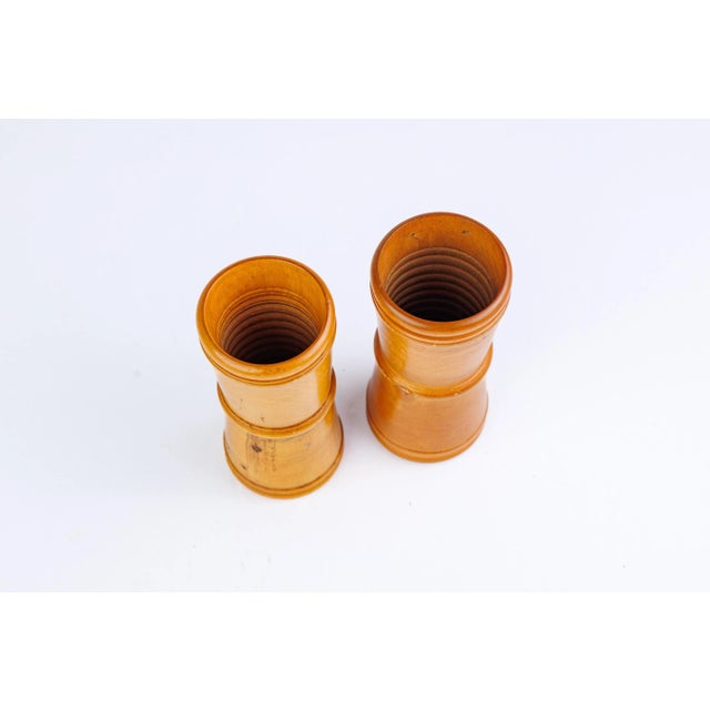 English Mid 19th Century Antique Pair of Treen Wood English Dice Shakers For Sale - Image 3 of 5