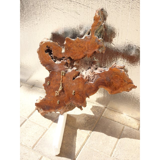 Vintage Live Edge Burl Redwood Wall Clock For Sale - Image 4 of 15