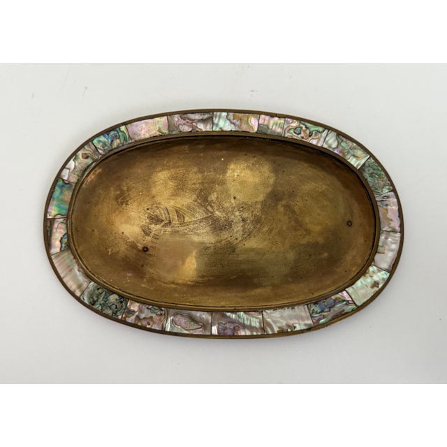 Mauve Vintage Brass & Shell Cordial Glass & Tray Set, Mid 20th Century- 5 Pieces For Sale - Image 8 of 8