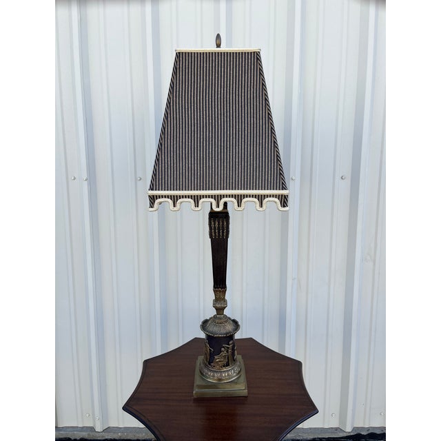 Vintage Table Lamp With Brass Greek Figure Reliefs For Sale - Image 9 of 12