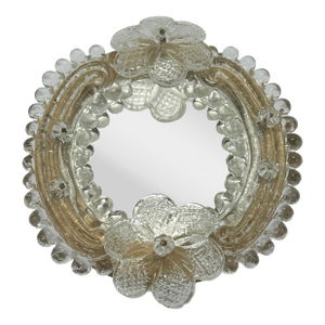 Vintage Petite Floral and Gold Leaf Venetian Glass Wall Mirror