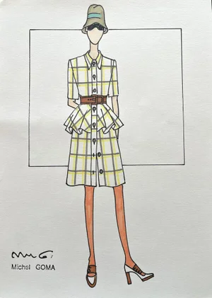 Michel Goma, Fashion Drawing, 1980s, Felt-Tipped Pen