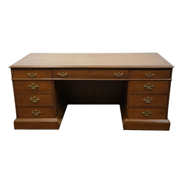 Late 20th Century Rway Furniture of Sheboygan, Wi Solid Mahogany Traditional Style 73" Executive Office Desk For Sale