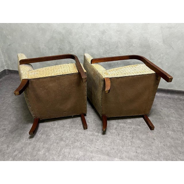 Early 20th Century H-213 Armchairs attributed to Jindřich Halabala, Czechoslovakia, 1930s, Set of 2 For Sale - Image 4 of 13