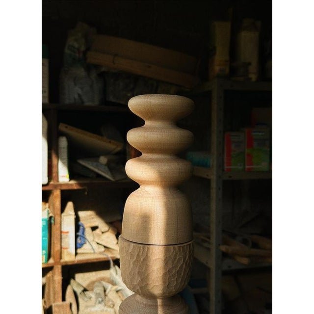 Contemporary Beech Candlestick 1 by Romain Des Bois For Sale - Image 3 of 9