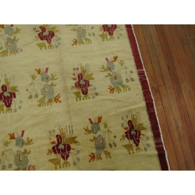 Early 21st Century Ivory Vintage Turkish Rug - 4' x 9'1" For Sale - Image 5 of 6