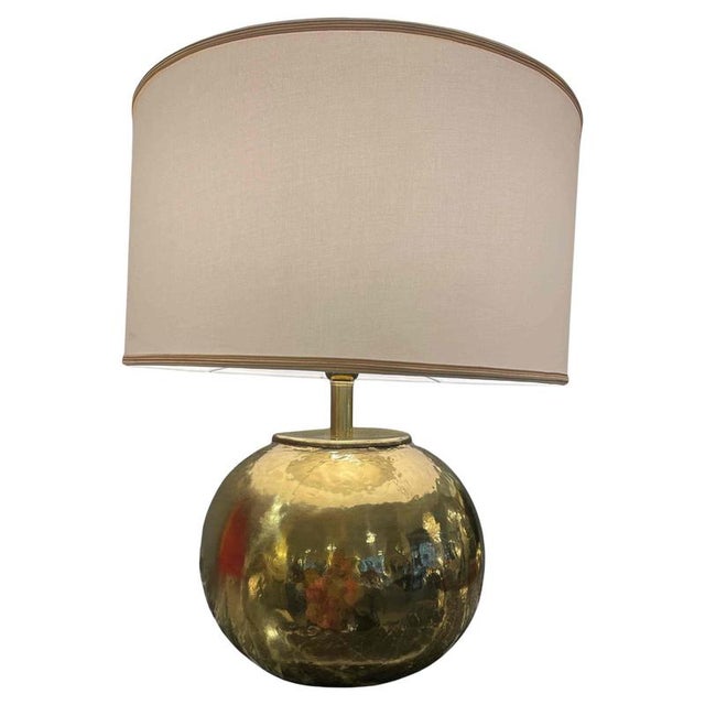 Hammered Brass Table Lamp, 1970s For Sale - Image 9 of 9
