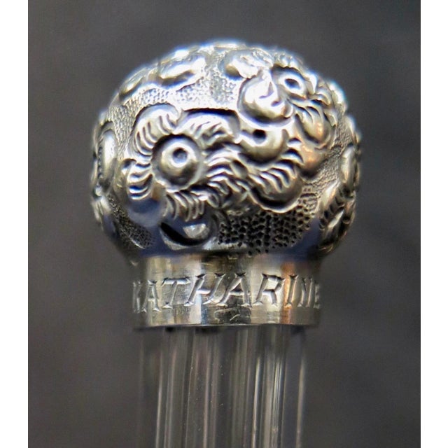 Early 20th Century Vintage Antique British Sterling & Crystal Miniature Scent Bottle For Sale - Image 5 of 8