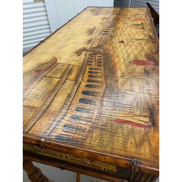 English Painted Faux Bamboo Console For Sale - Image 3 of 4