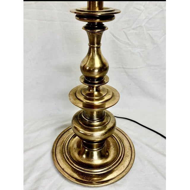 Mid-Century Modern Vintage Stiffel Solid Brass Floor Lamp W Glass Tray Table For Sale - Image 3 of 7