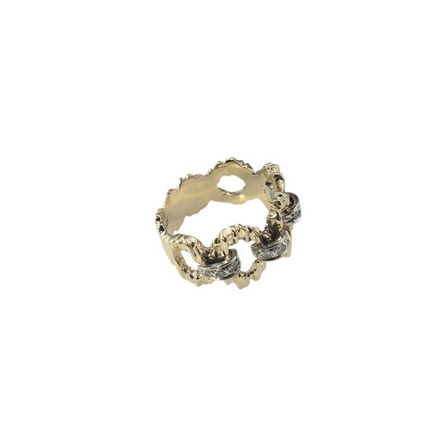 Late 20th Century 10k Yellow and White Gold Diamond Band Ring, Size 7.5 For Sale - Image 4 of 8