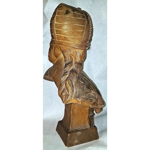 Ceramic Antique White Plaster Teracotta Bust - Venetian Girl by Richard Aurili For Sale - Image 7 of 12