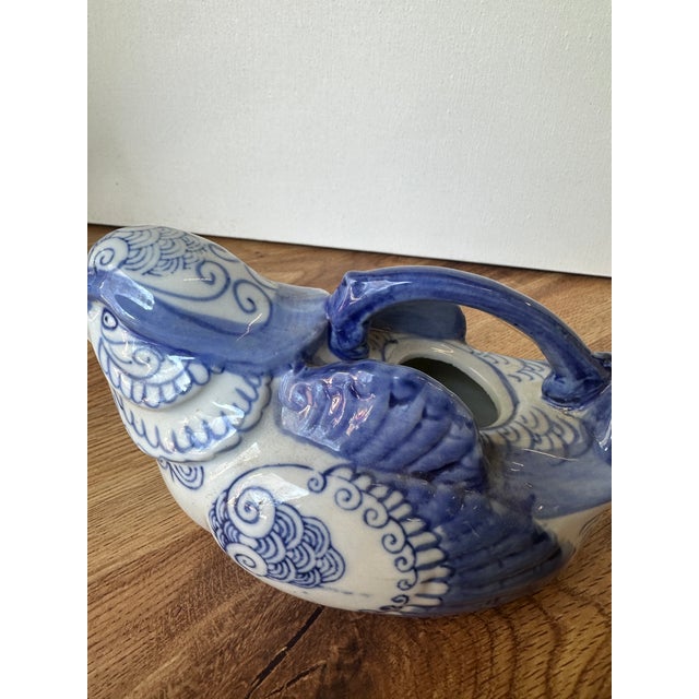 1970s Asian Blue and White Ceramic Bird Creamer Cup/Teapot For Sale In Atlanta - Image 6 of 8