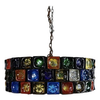 1970s Big Size Hand Blown Glass Chandelier by Feders For Sale