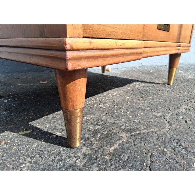 1940's Campaign Nightstands Brass Pulls by John Widdicomb a - Pair For Sale - Image 11 of 18
