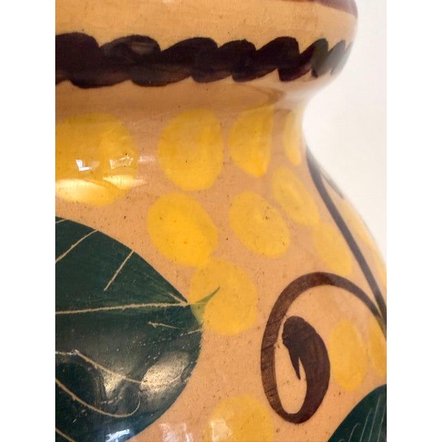 Art Deco Yellow Glazed Earthenware Vase with Floral Motifs, Italy, 1930s For Sale - Image 9 of 10