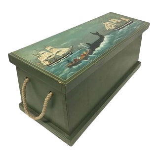 Signed Nantucket Blanket Chest With Whaling Scene For Sale