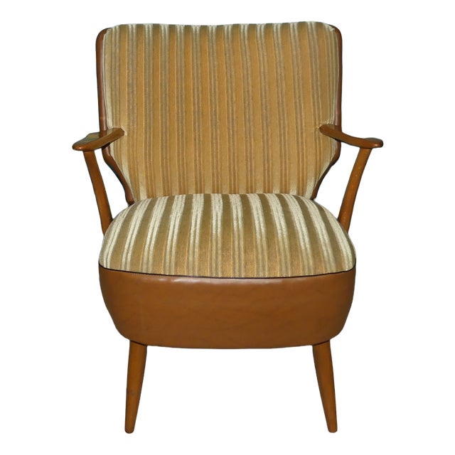 Club Chair with Armrests and Back in Faux Leather, 1950s For Sale