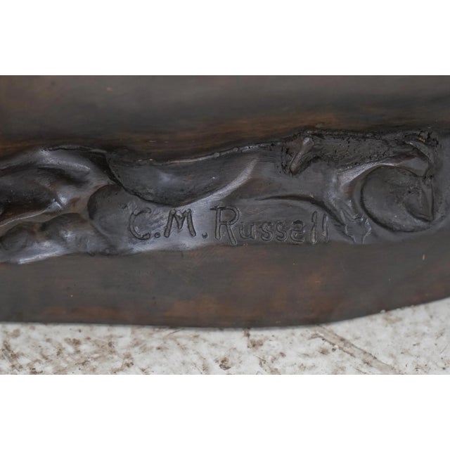 CM Russell Signed Bronze Sculpture Female Native American For Sale - Image 11 of 13