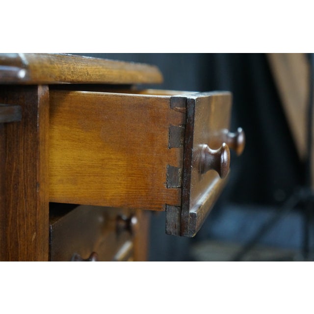 Antique Martha Washington Walnut Spool Sewing Cabinet Chest Side Table Stand For Sale - Image 10 of 18