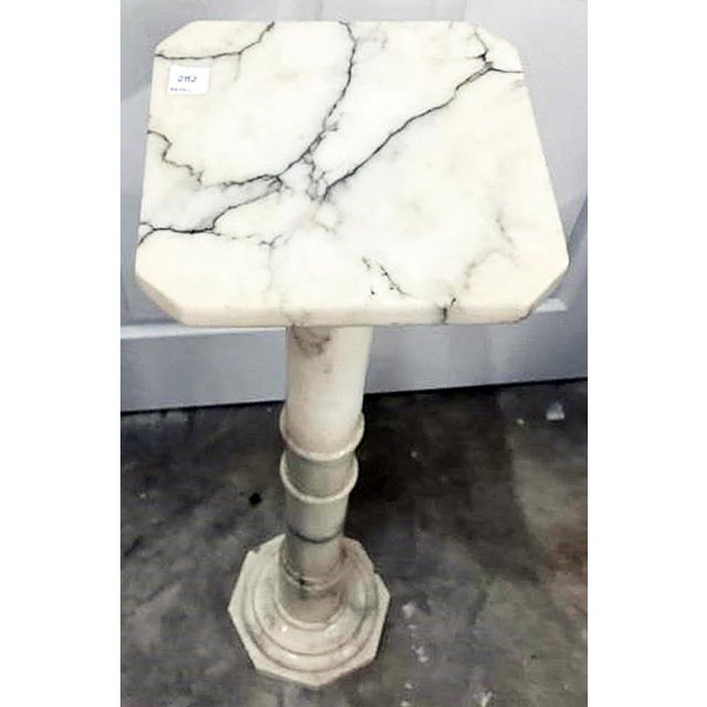 French Antique French Carrara Marble Pedestal For Sale - Image 3 of 8