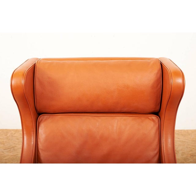 Brown Model 2204 Wingback Armchair in Wood and Leather by Børge Mogensen for Frederica, 1963 For Sale - Image 8 of 16