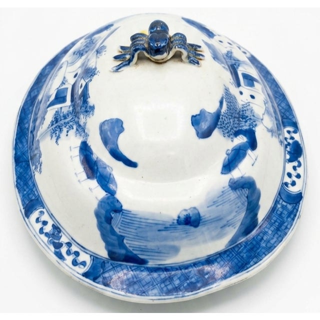 16th Century Qing Dynasty Blue and White Porcelain Tureen For Sale - Image 4 of 6