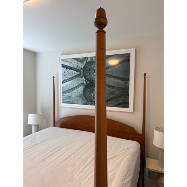 English Custom Tiger Maple Mid-Century Modern Bed Frame For Sale - Image 3 of 8