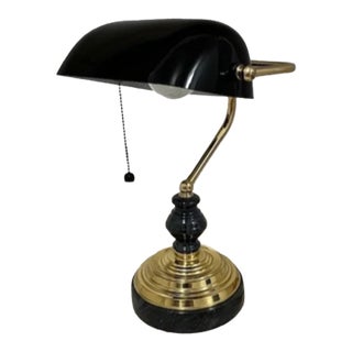 Vintage Black Banker’s Lamp For Sale