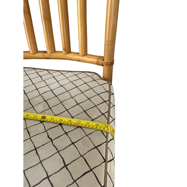 1970s Chinese Chippendale Bamboo Side Chair With Cushioned Seat For Sale - Image 10 of 10