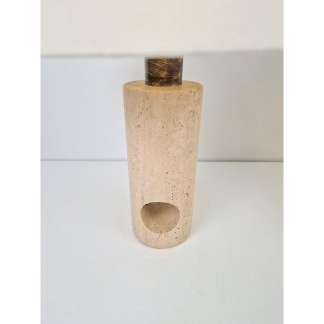 Beige Vintage Travertine Brass Table Lamps attributed to Fratelli Mannelli, Italy, 1970s, Set of 2 For Sale - Image 8 of 12