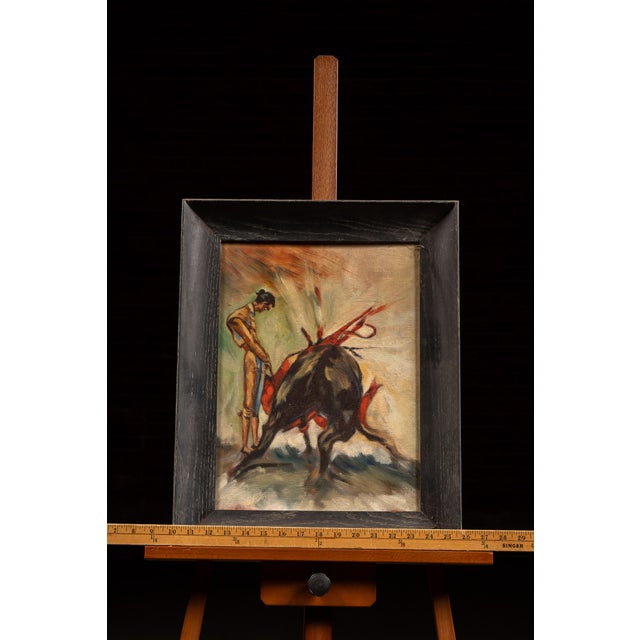 1960s Matador Framed Oil on Board Painting For Sale In Chicago - Image 6 of 6
