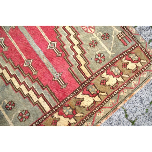 Red 1960s Aztec Handmade Boho Rug For Sale - Image 8 of 11