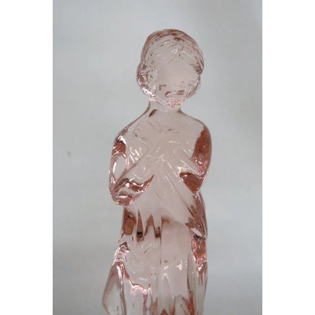 Cambridge Glass Company Cambridge Glass Lady Pink Flower Frog Ten Hole Floral Vase Figurine For Sale - Image 4 of 12