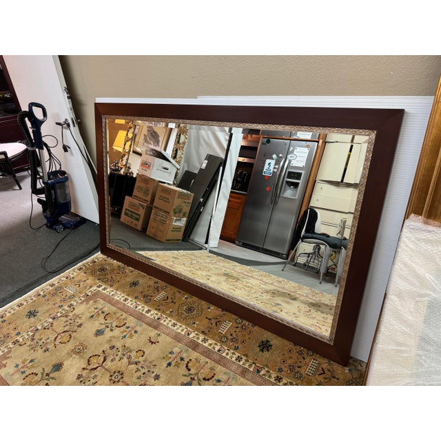 Mahogany With Silver Gilt Etched Frame Wall Mirror For Sale - Image 9 of 12