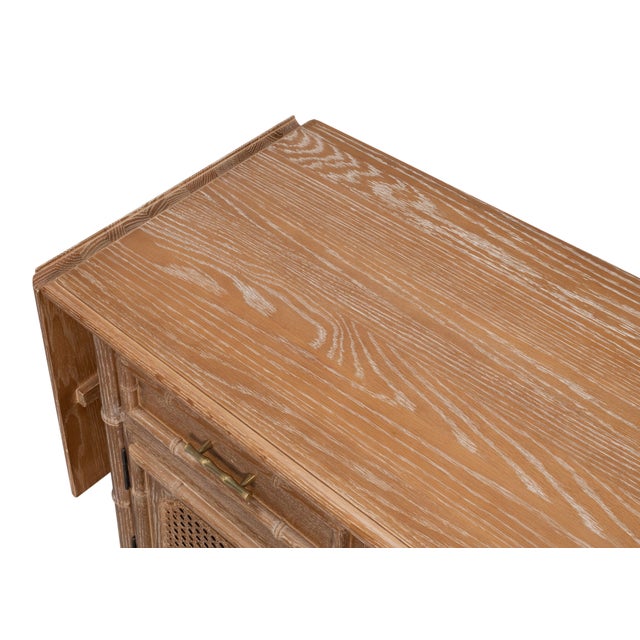 British Colonial Drop Leaf Server with Caned Doors For Sale In Raleigh - Image 6 of 11