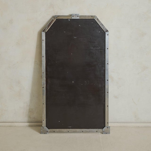 Italian Brushed Metal Wall Mirror, 1960s For Sale - Image 10 of 10
