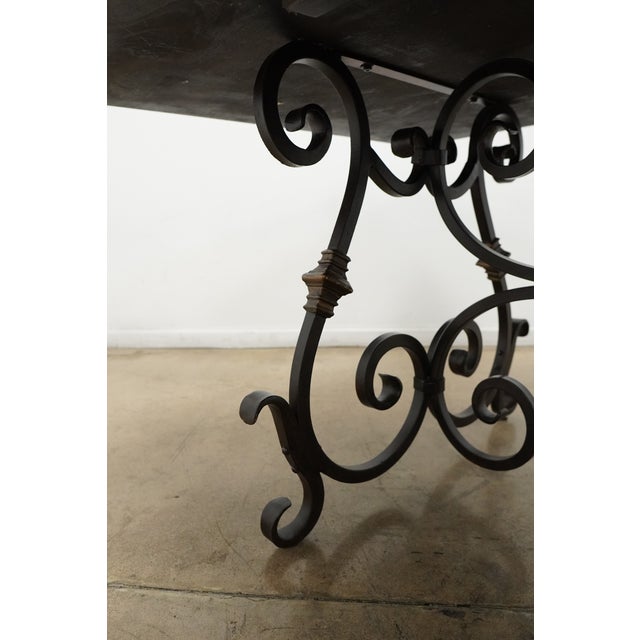 Vintage Wood Top Dining Table With Iron Base For Sale - Image 11 of 15